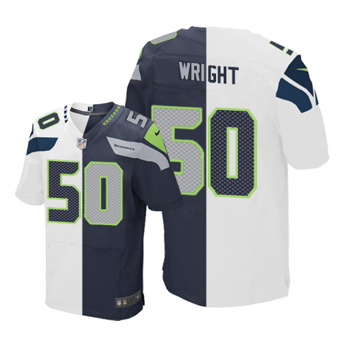 Men's Limited K.J. Wright Nike Jersey Navy/White - #50 Split Fashion NFL Seattle Seahawks